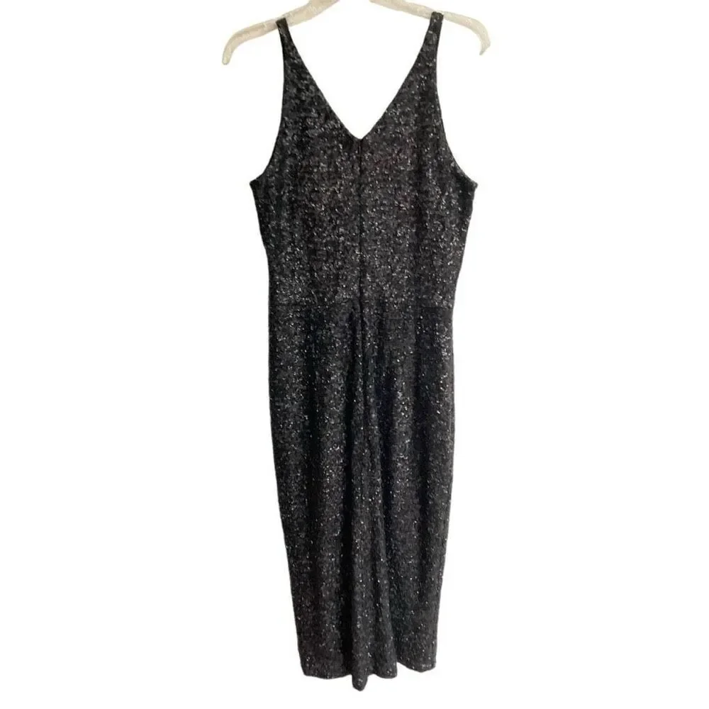 Dress The Population black sequin sheath maxi  long dress womens size L Mob Wife